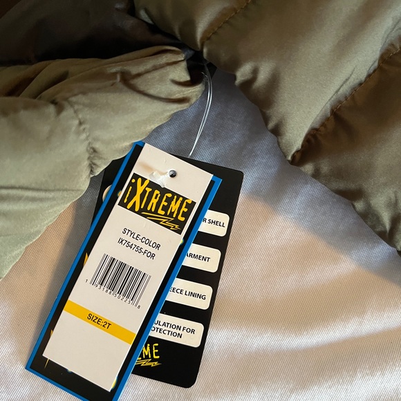 2T iXtreme Baby Boys Girls Hooded Fleece Lined Puffer Jacket Toddler Green Olive - Picture 2 of 8